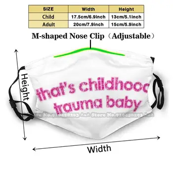 TAI Vaikystės Trauma Kūdikių Daugkartinio naudojimo Veido Kaukė , Reguliuojamas Skalbti Keičiamų Mados Fase Kaukės Edgy Mielas Rožinis Y2K Tumblr