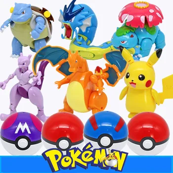 Takara Tomy Pokemon Pokeball Duomenys Anime, Japonų Animacinių Filmų Žaislai, Pikachu Charizard Squirtle Veiksmų Skaičius, Modelis Lėlės Vaikams Dovanos