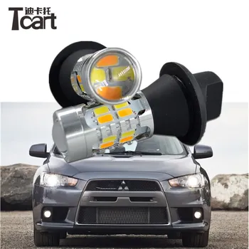 Tcart Automobilių DRL LED Dieniniai Žibintai Posūkio Signalo Žibintai Dual Spalva 7440 T20 WY21W Už 