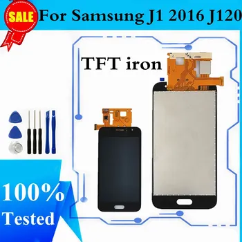 TFT LCD Samsung Galaxy J1 J120 LCD Ekranas Jutiklinis Ekranas skaitmeninis keitiklis Surinkimo Samsung J1 2016 J120F Ekranas Pakeitimo