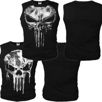 The Punisher Cosplay Kostiumai, Kaukolė Vest Bako Viršuje Drąsuolis marškinėliai Medvilniniai marškinėliai