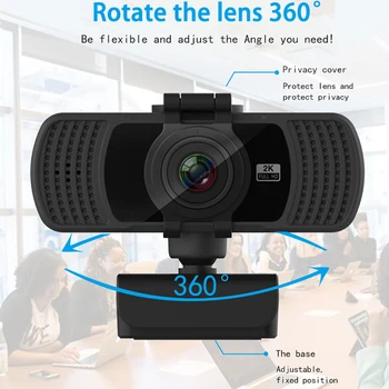 TISHRIC Naujausias Kamera 1080P 2K 4 Mln. Taškų Interneto Kamera Full HD Web Kamera su Mikrofonu PC Camera 360° Kompiuterio Kamera