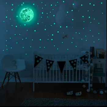 Tofok Šviesos 239pcs Žvaigždžių Taškų Siena Lipdukas Spindinčią Naktį Kambarį Fone Dekoras Miegamasis lipnios Freskos Decal