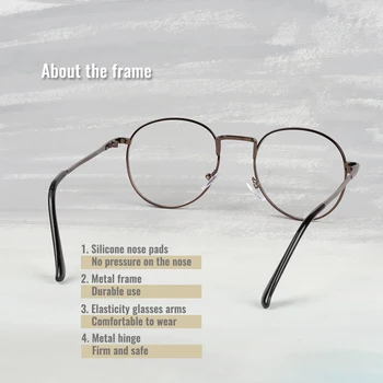 Toketorism naujas dizainas, metalinis korpusas apvalus akinius moterims, vyrams recepto akiniai
