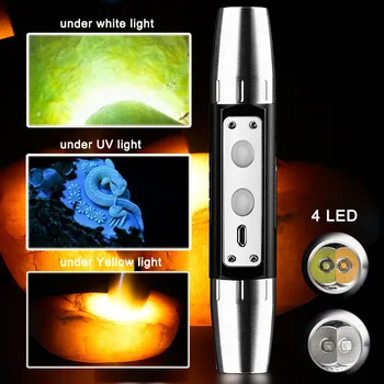 Topcom USB Įkrovimo Jade Žibintuvėlis 365/395nm UV Žibintų 4 Failai 3w LED UV Žibintuvėlis Build-in, Baterija Pinigų Jade Detektorius