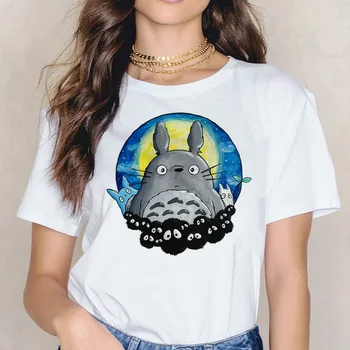 Totoro marškinėliai Hayao Miyazaki animacinį moterų drabužiai femme Anime Dvasia Toli marškinėlius Studio Ghibli t-shirt Anime moterų Japonų