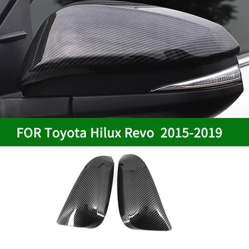 Toyota Hilux AN120, AN130-2019 automobilio galinio vaizdo veidrodėlio dangtelį apdaila,REVO juodos spalvos anglies pluošto Šoniniai Posūkio Signalo Veidrodis Apima