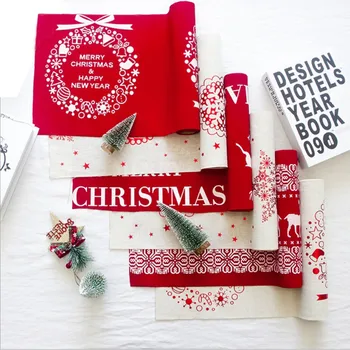 Tradicinis Kalėdų Staltiesė Vakarienę Naujųjų Metų Atspausdintas Raudonos Kalėdų Elnių Kalėdų Staltiesė Namų, Sodo Namų tekstilės