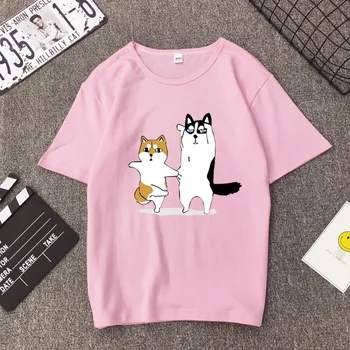 Trumpas rankovės Haskių šunų spausdinti juokinga t marškinėliai moterims kawaii drabužius 2020 plus size vasaros viršūnes harajuku pagrindinio marškinėlius streetwear naujas