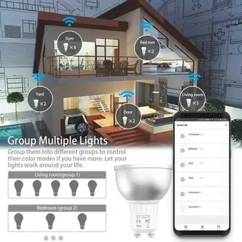 Tuya GU10 WiFi Smart Lemputė, 5W RGB+CW LED Lempos, Puodelis Su Pritemdomi Laikmatis, Funkcija Magic Lemputė Veikia ir 