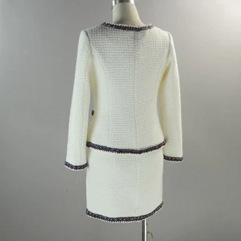 Tvido švarkas kailis + šortai / sijonas tinka Rankomis austi užsakymą rudens / žiemos moterų naujas vilnonis kostiumas ponios mados 2 dalių kostiumą