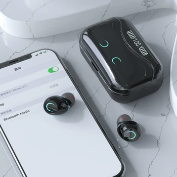 TWS Bluetooth 5.1 Ausinės 9D HIFI Stereo Bevielės Ausinės, LED Ekranas, atsparus Vandeniui Sporto laisvų Rankų įrangos Ausinių 1200mAh Baterija Dėžutę