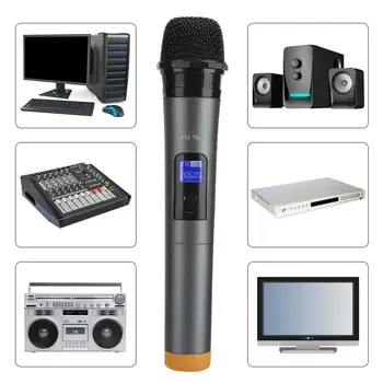 UHF Belaidžių Mikrofonų Rinkinį Nešiojamą Mikrofonas su Imtuvu, skirtas Karaoke Kalbos Garsiakalbis, 3.5 mm/6.35 mm sąsajos Adapteris Mic