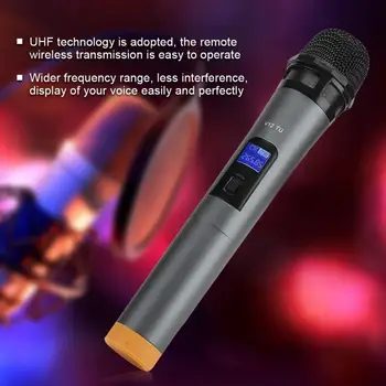 UHF Belaidžių Mikrofonų Rinkinį Nešiojamą Mikrofonas su Imtuvu, skirtas Karaoke Kalbos Garsiakalbis, 3.5 mm/6.35 mm sąsajos Adapteris Mic