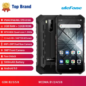 Ulefone Šarvai X3 IP68 Tvirtas, atsparus Vandeniui Mobilusis Telefonas Android 9.0 mobiliųjų Telefonų 5.5