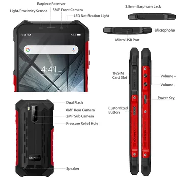 Ulefone Šarvai X3 IP68 Tvirtas, atsparus Vandeniui Mobilusis Telefonas Android 9.0 mobiliųjų Telefonų 5.5
