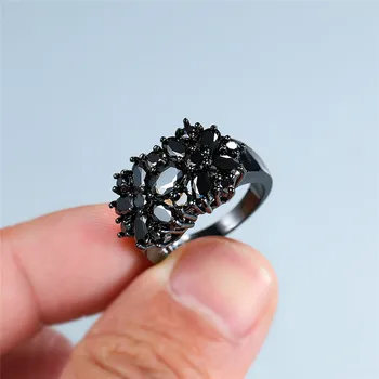 Unikali Mados Kalyte Juodos Spalvos, Ovalo Formos Akmens Žiedas Senovinių Vestuvių Žiedai Moterims Žada Meilės Vestuvinis Žiedas