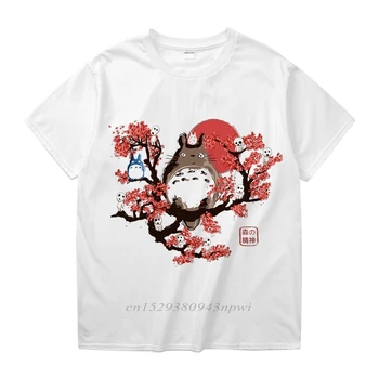 Unisex Miško Dvasių Mano Kaimynas Totoro T Shirt Grafikos Spausdinimo Hayao Miyazaki Anime Tonari no Totoro Medvilnės Homme Tee marškinėliai