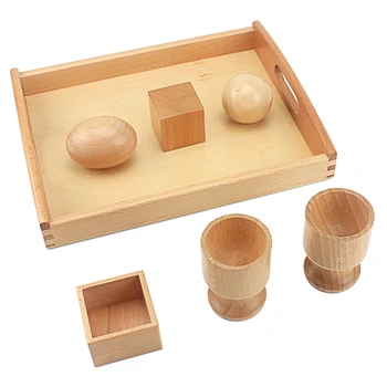 Unisex vaikų Žaislų Montessori 3D Objekto Įrengimas Naudotis Kiaušinių Kamuolys su Taurės Kubas su Medinėje Dėžutėje Ankstyvojo Ugdymo Ikimokyklinio Žaislai 2-4