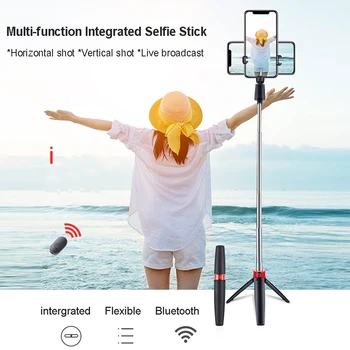 Universalus Integruotas 360 Sukasi Selfie Stick Trikojo 