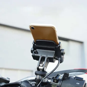 Universalūs Motociklo, Motorolerio Vairo galinio vaizdo Veidrodis Mount Turėtojas Telefono Laikiklis Mobiliesiems USB Įkroviklis ED-pristatymas