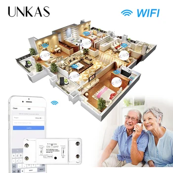 UNKAS Tuya WiFi Smart Šviesos Jungiklis Universalus išjungiklių Laikmatis Smart Gyvenimo APP Wireless Valdymo pultas su Alexa 
