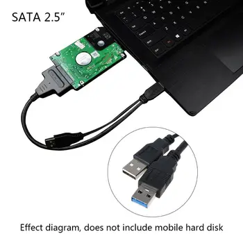 USB 3.0 SATA3 22Pin Duomenų Maitinimo Laido Adapteris Keitiklis skirtas HDD 2,5 Colio Kietąjį Diską Diskų Tvarkyklės