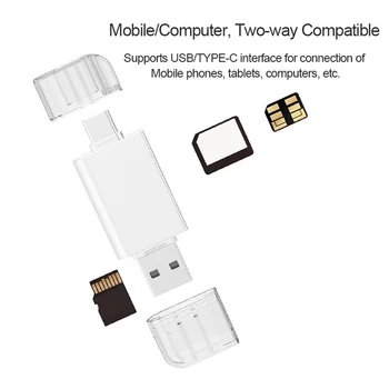 USB-C C Tipo USB 2.0 NM Nano Atminties Kortelę & TF Micro SD Kortelių Skaitytuvą, Keitiklio Jungties Adapteris, skirtas mobilusis Telefonas ir Juosmens viršų
