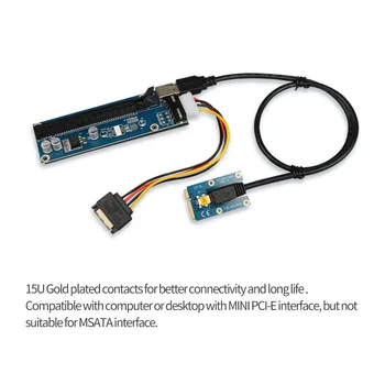 USB Mini PCI-E PCIe PCI Express 1x iki 16x Extender Stove Pjesė Kortelės Adapterį 6Pin SATA 4Pin Maitinimo Kabelis už BTC Kasybos Miner