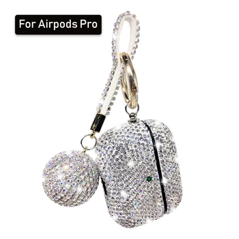 Už Airpods 2 Pro 3 Atvejais Prabangūs Blizgučiai Diamond Dangtelis Su Hanging Ball 