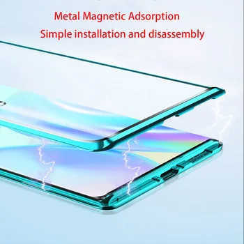Už Oneplus 8 Pro 5G Magnetinio Atveju Oneplus8 5G dvipusis Grūdintas Stiklas Atveju Oneplus 7T Pro 7 Pro 6 6T Magnetinio Atveju