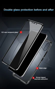 Už Realme X2 X2 pro Magnetic telefono dėklas Grūdintas Stiklas Adsorbcijos Metalo Atveju Realme XT C15 Priekinio ir Galinio Stiklo danga