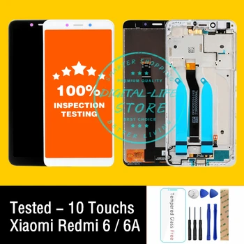 Už Xiaomi Redmi 6 6A LCD Ekranas Jutiklinis Ekranas AAA Kokybės Išbandyti Redmi6 LCD skaitmeninis keitiklis asamblėjos Pakeitimo Atsarginės Dalys