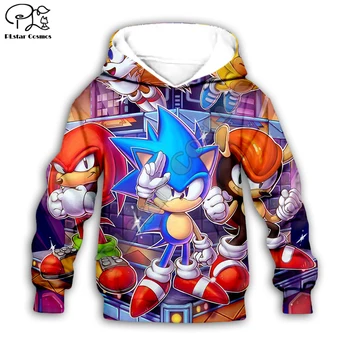 Vaikai Kostiumas Super Sonic 3d Hoodies Vaikai Nustatyti šeimos t marškiniai su užtrauktuku kailis Puloveris Animacinių filmų Palaidinukė Tracksuit/pants šortai S08