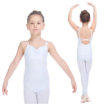 Vaikai Medvilnės/Lycra Camisole Triko su Dvigubi Elastiniai Dirželiai Mergaičių Gimnastikos Dancewear Moterys Baleto Bodysuit