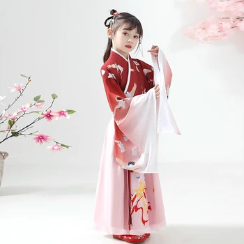 Vaiko Kinijos Tradicinės Hanfu Suknelė Mergina Han Dinastijos Drabužiai Vaikams Princesė Cosplay Kostiumų Tang Dinastijos Liaudies Šokių Drabužiai