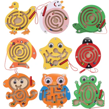 Vaikų magnetinio labirintas žaislas vaikų medinė dėlionė žaislai, vaikų ankstyvojo ugdymo smegenų erzinti mediniai žaislai, dėlionės, board