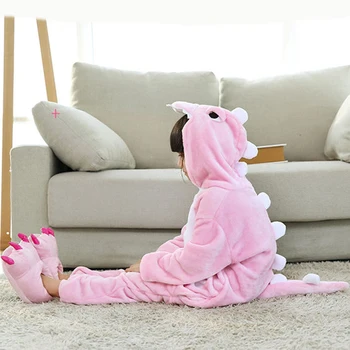 Vaikų Sleepwear Berniukų, Mergaičių Vienaragis Flanelė Pižama Vaikams Stich Unicornio Pijamas Nustatyti Gyvūnų Žiemos Onesies dinozauras