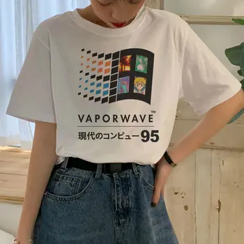 Vaporwave Vasaros Estetinės 90-ųjų Mados T Marškinėliai Moterims Harajuku Vintage marškinėliai Grafinis Juokinga Marškinėlius Streetwear Viršūnes Tees Moteris