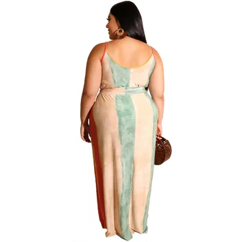 Vasaros Laisvalaikio Stiliaus moteriškos Mados Spausdinimo Suknelė Didelio Dydžio Dryžuotas Prarasti Rankovių Spageti, Diržas Dirželis Suknelė su Diržu