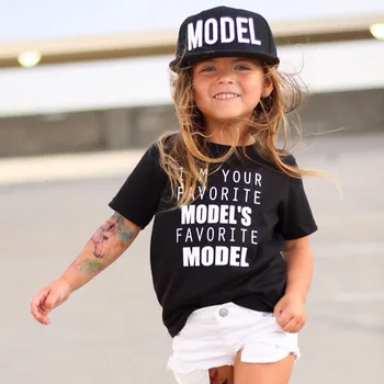 Vasaros marškinėliai Mergaitėms Bamblys Vaikų Drabužiai Viršūnes & Tees Trumpas Rankovės Laiškas Spausdinti marškinėliai Mergaitėms