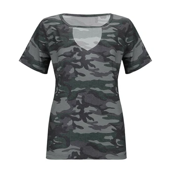Vasaros Moterų Camo Camo trumpomis Rankovėmis Viršūnes T shirts Naujas Lady Tee Atsitiktinis Megztinis Marškinėliai Viršuje marškinėlius trumpomis Rankovėmis