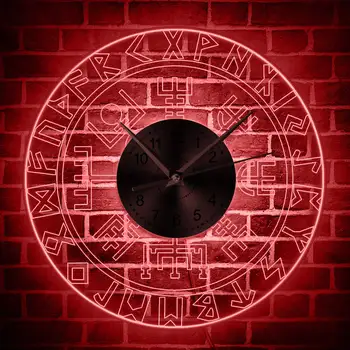 Vegvisir Viking Kompasas Derliaus Dizaino Apšviestas Sieninis Laikrodis Runų Kompasas Spalva Keičiasi Sienų Apšvietimo Viking Apsaugos Simbolis