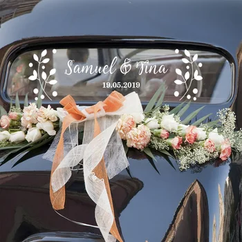 Vestuvių Decal Gėlių Lipdukas Automobilio Papuošimas, Vestuvių Asmeninę Nuotaka Jaunikis Vardai 