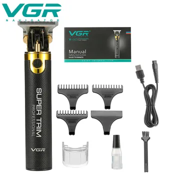 VGR USB Įkrovimo Baldheaded Plaukų Clipper Elektriniai plaukų žoliapjovės Belaidžius Skustuvas Žoliapjovės 0mm Vyrų Kirpykla, Plaukų Pjovimo Mašina