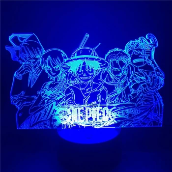 Vieną Naktį Šviesos Luffy Sanji Zoro Nami 3D LED Iliuzija Stalo Lempa Touch Optinis Veiksmų Skaičius, Naktiniai staleliai, Lempa Dekoro Stalo Lempos