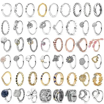 Visos Originalios Prekės 925 sterlingas sidabro žiedas su putojančio logotipą, originalaus dizaino retro širdies formos multi-wrap žiedas