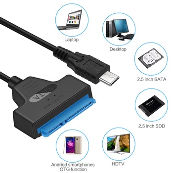 VKWIN USB Į SATA Kabelis USB C SATA Adapteris C Tipo 3.1 SATA III Konverteris, skirtas 2.5
