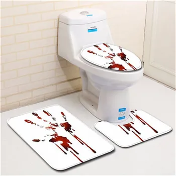 Vonios Kambarys Minkštas Klozeto Dangtis Nustatyti Kraujo Handprint Tualetas, Vonios Kambarys Trijų Dalių Grindų Durų Kilimėlis Vonios Kambaryje Kiliminė Danga 2018