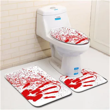 Vonios Kambarys Minkštas Klozeto Dangtis Nustatyti Kraujo Handprint Tualetas, Vonios Kambarys Trijų Dalių Grindų Durų Kilimėlis Vonios Kambaryje Kiliminė Danga 2018